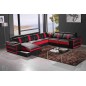 Canapé d'angle cuir buffle italien 7/8 places , LEONARDO, couleur noir et rouge, angle droit Canapé d'angle cuir buffle italien 7/8 places , LEONARDO, couleur noir et rouge, angle droit