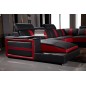 Canapé d'angle cuir buffle italien 7/8 places , LEONARDO, couleur noir et rouge, angle droit Canapé d'angle cuir buffle italien 7/8 places , LEONARDO, couleur noir et rouge, angle droit