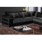 Canapé d'angle cuir buffle italien 7/8 places , LEONARDO, couleur noir et gris foncé, angle gauche Canapé d'angle cuir buffle italien 7/8 places , LEONARDO, couleur noir et gris foncé, angle gauche