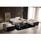 Fauteuil 1 place en cuir italien buffle JASON, blanc et chocolat