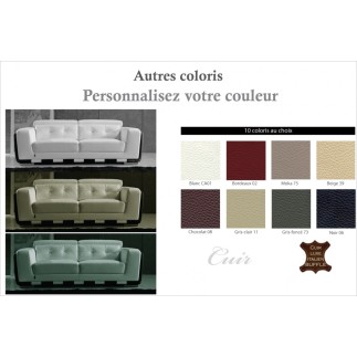 Canapé 3 places en cuir italien buffle JASON, couleur personnalisée