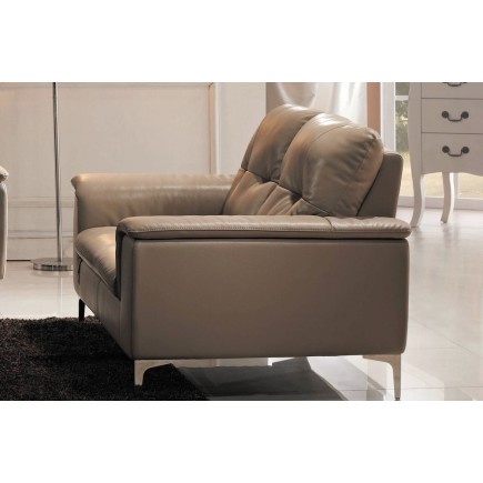 Canapé 2 places en cuir italien buffle LUIGI, beige