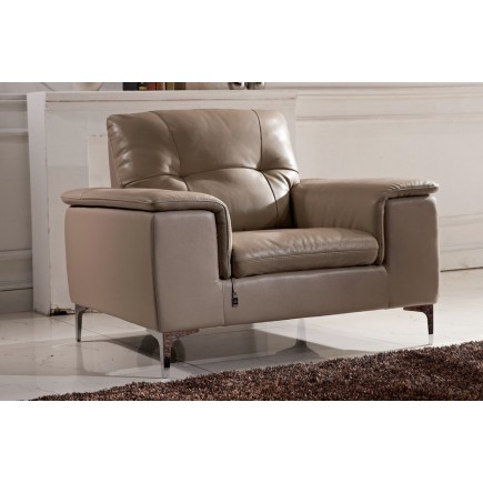 Fauteuil 1 place en cuir italien buffle LUIGI, beige