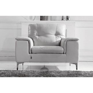 Fauteuil 1 place en cuir italien buffle LUIGI, blanc