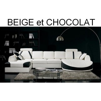 Canapé d'angle NAPLES IV en cuir haut de gamme italien vachette Vénésetti Cuir supérieur luxe Beige 0325 Chocolat N°505 Angle id