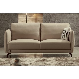 Canapé 2 places en cuir italien buffle ROMEO, beige