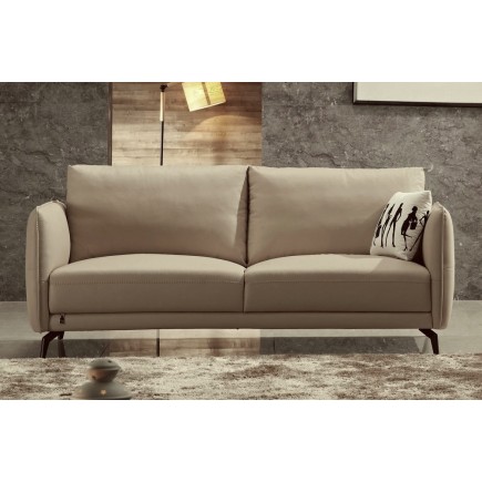 Canapé 3 places en cuir italien buffle ROMEO, beige