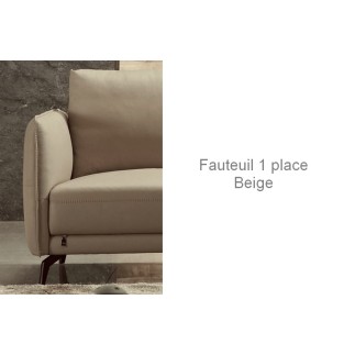 Fauteuil 1 place en cuir italien buffle ROMEO, beige