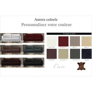 Canapé 3 places en cuir italien buffle ROMEO, couleur personnalisée
