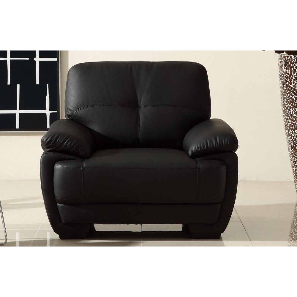 Fauteuil 1place en cuir italien buffle LEANDRO, noir