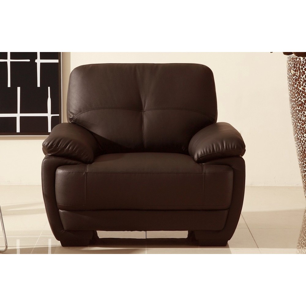 Fauteuil 1place en cuir italien buffle LEANDRO, chocolat