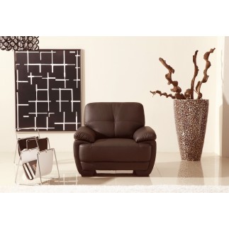 Fauteuil 1place en cuir italien buffle LEANDRO, chocolat
