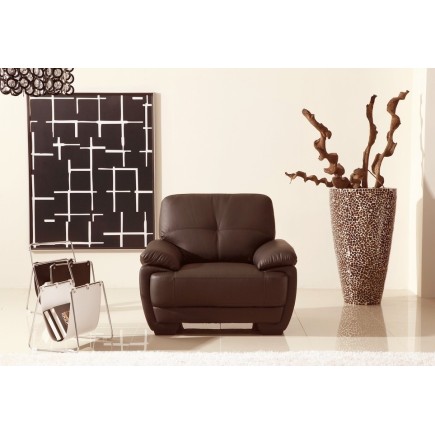 Fauteuil 1place en cuir italien buffle LEANDRO, chocolat
