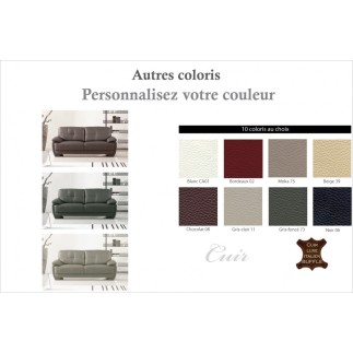 Canapé 3 places en cuir italien buffle LEANDRO, couleur personnalisée