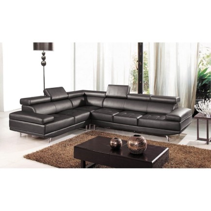 Canapé d'angle en cuir luxe italien haut de gamme 5/6 places SUISSE, disponible en stock en blanc, angle gauche en stock