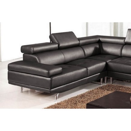 Canapé d'angle en cuir luxe italien haut de gamme 5/6 places SUISSE, disponible en stock en blanc, angle gauche en stock