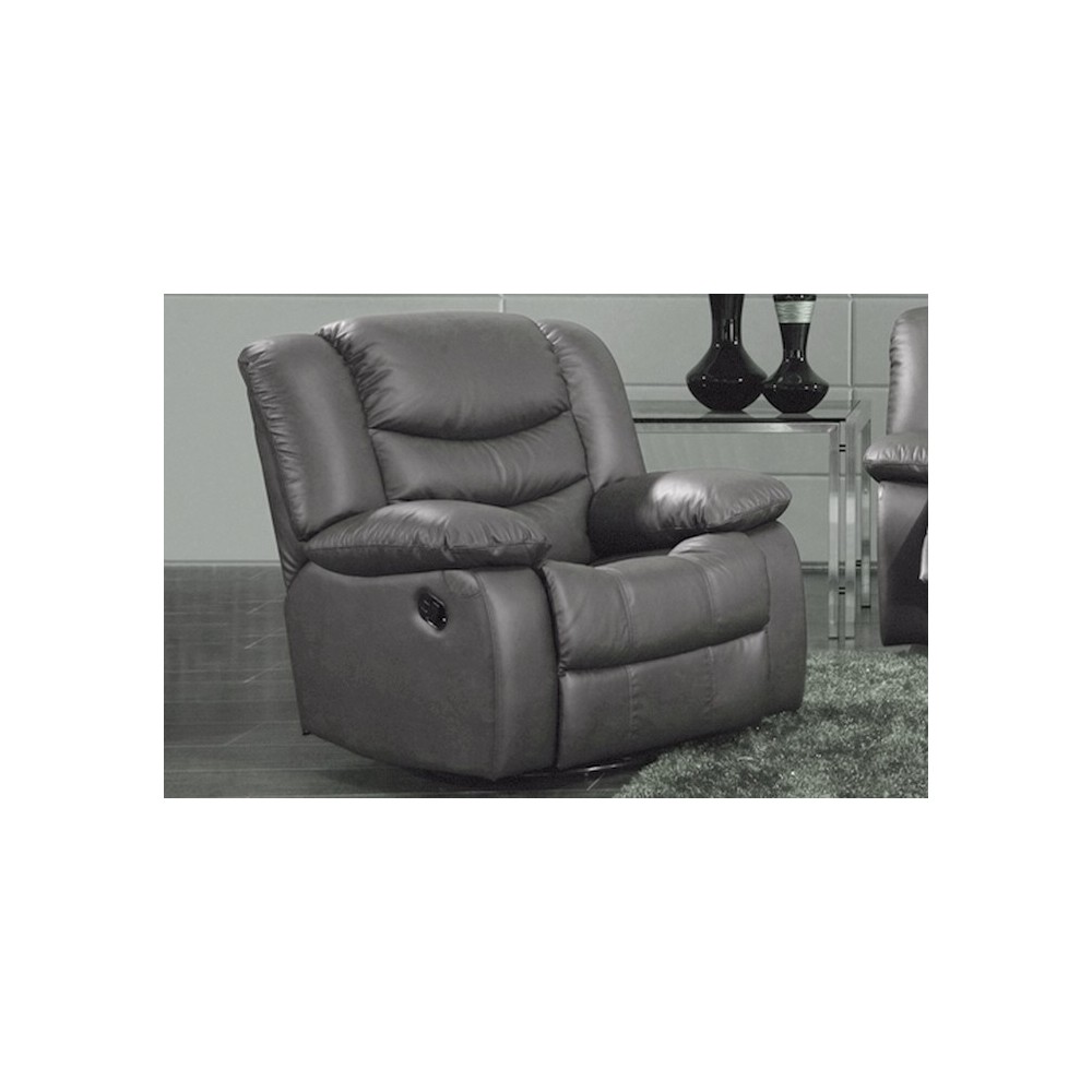 Fauteuil 1 place relaxation en cuir italien RELAXIS, gris foncé