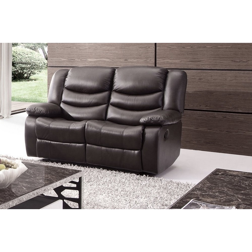 Canapé 2 places relaxation en cuir italien RELAXIS, effet balancier pour le 2 placesnoir