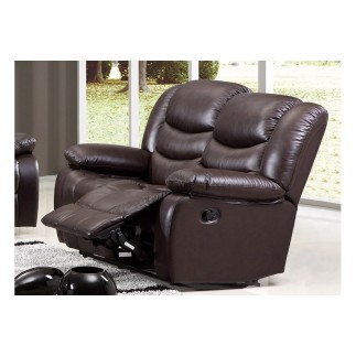 Canapé 2 places relaxation en cuir italien RELAXIS, effet balancier pour le 2 places, chocolat