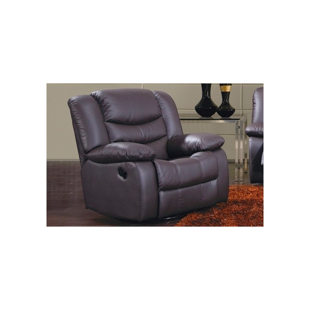 Fauteuil 1 place relaxation en cuir italien RELAXIS, chocolat