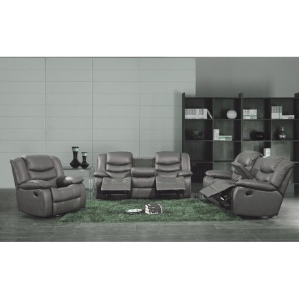 Canapé 3 places relaxation en cuir italien RELAXIS, gris foncé
