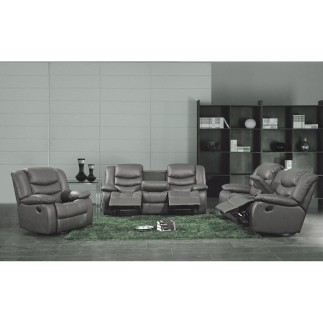 Canapé 2 places relaxation en cuir italien RELAXIS, effet balancier pour le 2 places, gris foncé