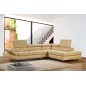 Canapé d'angle en cuir italien 5/6 places LIDO, beige, angle droit