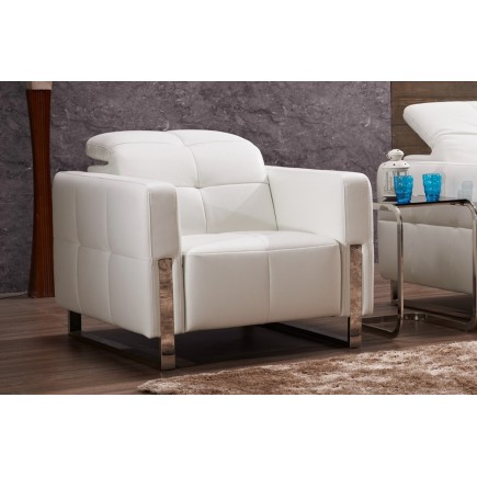 Fauteuil 1 place en cuir italien buffle VALORIA, blanc