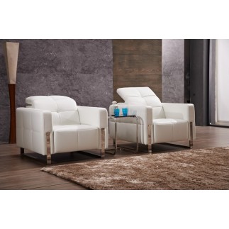 Fauteuil 1 place en cuir italien buffle VALORIA, blanc