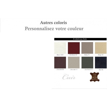Fauteuil 1 place en cuir italien buffle VALORIA, couleur personnalisée