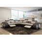 Canapé d'angle en cuir italien 7 places EXCELIA, gris clair et gris foncé. 2 POUFS OFFERTS. Angle gauche. Canapé d'angle en cuir italien 7 places EXCELIA, gris clair et gris foncé. 2 POUFS OFFERTS. Angle gauche.