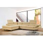 Canapé d'angle en cuir italien 5/6 places LIDO, beige, angle gauche