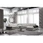 - Canapé d'angle cuir buffle italien 7/8 places, BELLISSIMO, blanc et noir, angle gauche - Canapé d'angle cuir buffle italien 7/8 places, BELLISSIMO, blanc et noir, angle gauche