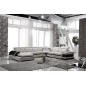 Canapé d'angle cuir buffle italien 7/8 places , BELLISSIMO, blanc et noir, angle droit Canapé d'angle cuir buffle italien 7/8 places , BELLISSIMO, blanc et noir, angle droit