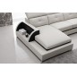 Canapé d'angle cuir buffle italien 7/8 places , BELLISSIMO, blanc et noir, angle droit Canapé d'angle cuir buffle italien 7/8 places , BELLISSIMO, blanc et noir, angle droit