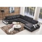 - Canapé d'angle cuir buffle italien 7/8 places, BELLISSIMO, noir et blanc, angle gauche - Canapé d'angle cuir buffle italien 7/8 places, BELLISSIMO, noir et blanc, angle gauche