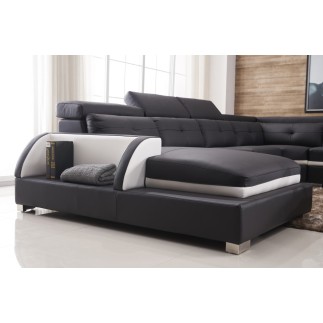 Canapé d'angle cuir buffle italien 7/8 places , BELLISSIMO, noir et blanc, angle droit