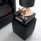 Table de nuit pouf ARES Cuir supérieur italien Dessus Verre - Noir