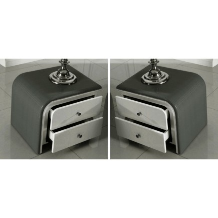 Ensemble de 2 chevets BERY, gris foncé de qualité