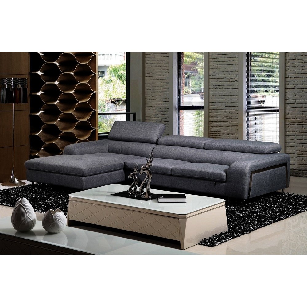 - Canapé d'angle en tissu de qualité 5 places, SALERNO, gris foncé, angle gauche