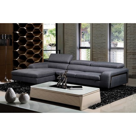 - Canapé d'angle en tissu de qualité 5 places, SALERNO, gris foncé, angle gauche