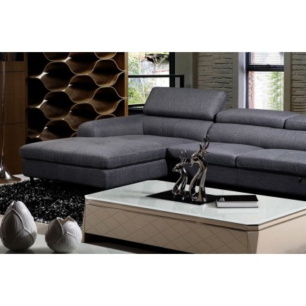 - Canapé d'angle en tissu de qualité 5 places, SALERNO, gris foncé, angle gauche