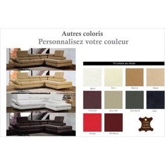 Canapé d'angle en cuir italien 5/6 places LIDO, couleur personnalisée