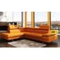 Canapé d'angle en cuir italien 6 places MODA, orange, angle gauche