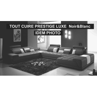 COMMANDE PERSONNALISEE Canapé d'angle ROME en Tout cuir Prestige luxe.Fabrication personnalisée sur demande du client Noir & Bla