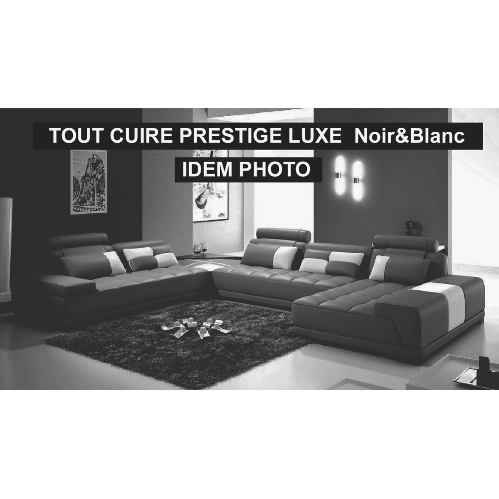COMMANDE PERSONNALISEE Canapé d'angle ROME en Tout cuir Prestige luxe.Fabrication personnalisée sur demande du client Noir & Bla