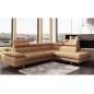 - Canapé d'angle en cuir italien 6 places MODA, beige, angle droit