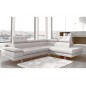 Canapé d'angle en cuir italien 6 places MODA, blanc, angle droit