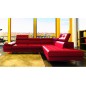 - Canapé d'angle en cuir italien 6 places MODA, rouge, angle droit