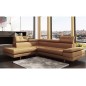 Canapé d'angle en cuir italien 6 places MODA, beige, angle gauche